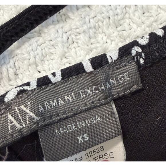 Armani Exchange Black White Triangle String Bikini Size XS Logo Spell Out - Picture 6 of 7